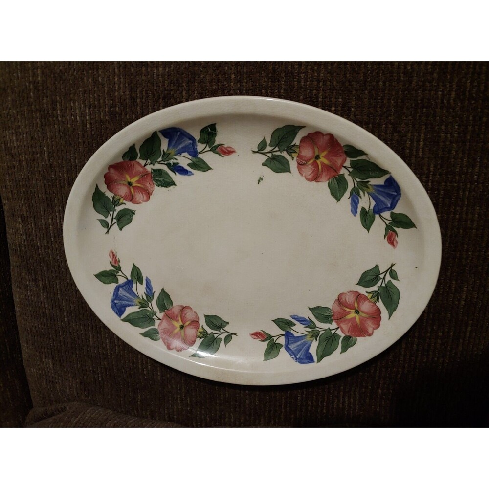 Vintage Paden City Shenandoah Ware Morning Glory 14x11 Oval Platter